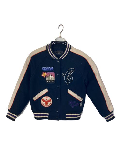 COACH（コーチ）COACH (コーチ) COACH スタジャン ネイビー×ホワイト サイズ:Sの古着・服飾アイテム