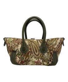 A VACATION（ア ヴァケーション）の古着「a vacation ハンドバッグ」｜ベージュ×グリーン