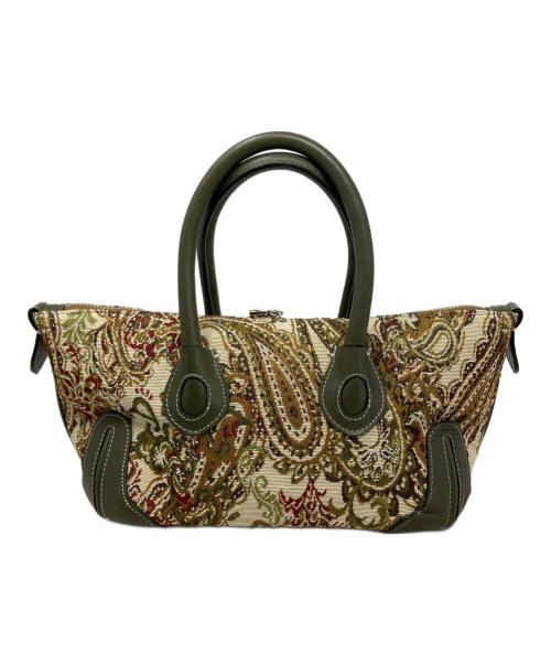 A VACATION（ア ヴァケーション）A VACATION (ア ヴァケーション) a vacation ハンドバッグ ベージュ×グリーンの古着・服飾アイテム