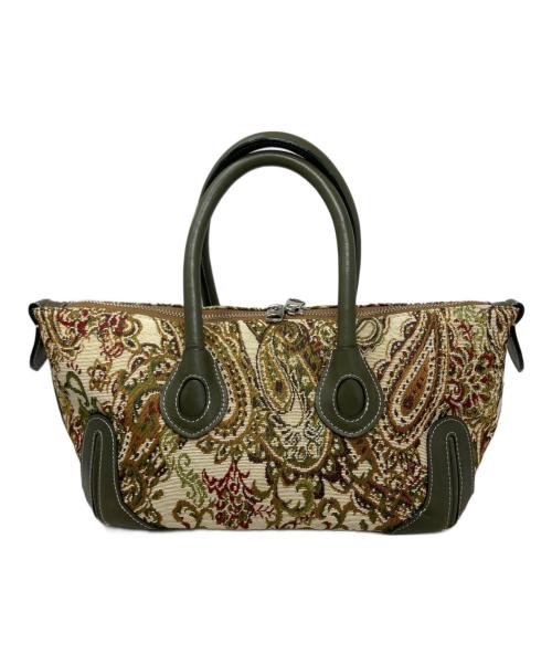 A VACATION（ア ヴァケーション）A VACATION (ア ヴァケーション) a vacation ハンドバッグ ベージュ×グリーンの古着・服飾アイテム