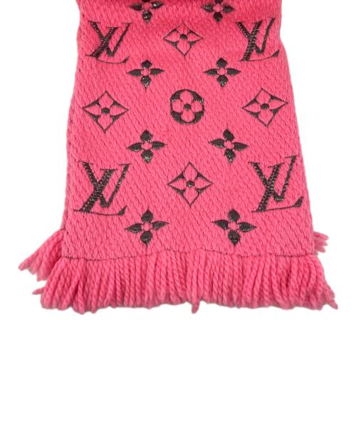 LOUIS VUITTON（ルイ ヴィトン）LOUIS VUITTON (ルイ ヴィトン) LOUIS VUITTON ロゴマニア マフラー ピンク×ブラックの古着・服飾アイテム