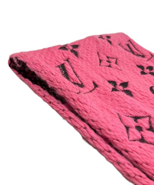 LOUIS VUITTON（ルイ ヴィトン）LOUIS VUITTON (ルイ ヴィトン) LOUIS VUITTON ロゴマニア マフラー ピンク×ブラックの古着・服飾アイテム