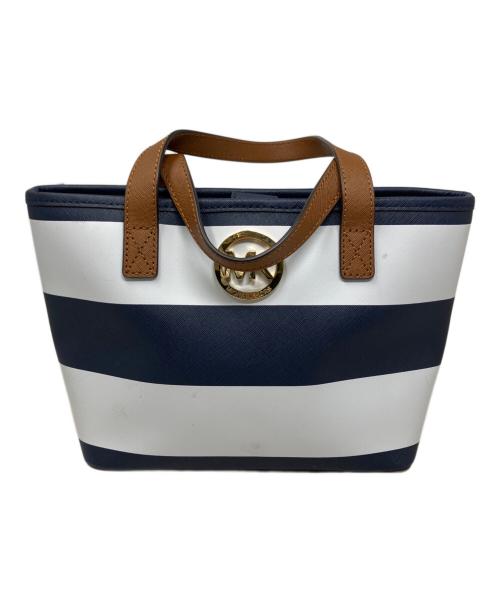 MICHAEL KORS（マイケル・コース）MICHAEL KORS (マイケル・コース) MICHAEL KORS ハンドバッグ ホワイト×ネイビーの古着・服飾アイテム