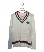 LACOSTE×SUPREMEラコステ×シュプリーム）の古着「LACOSTE Supreme ニット」｜ホワイト×レッド×グリーン