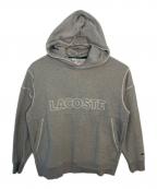 LACOSTEラコステ）の古着「LACOSTE アウトラインネームステッチスウェットフーディー」｜グレー
