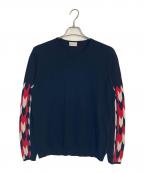 MONCLERモンクレール）の古着「MONCLER 薄手ニット」｜ネイビー×レッド×ネイビー