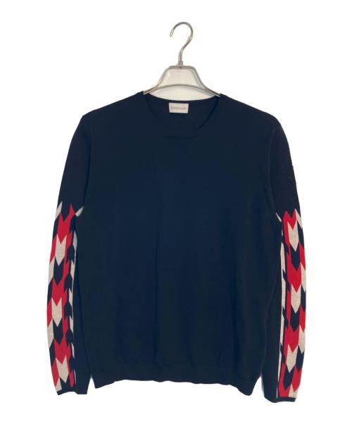 MONCLER（モンクレール）MONCLER (モンクレール) MONCLER 薄手ニット ネイビー×レッド×ネイビー サイズ:Freeの古着・服飾アイテム