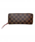 LOUIS VUITTONルイ ヴィトン）の古着「LOUIS VUITTON ダミエ・エベヌ ポルトフォイユ・クレマンス ラウンドファスナー財布」｜ブラウン