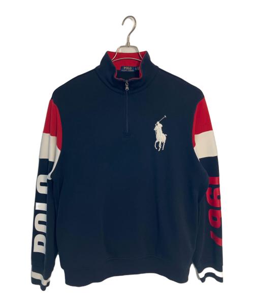POLO RALPH LAUREN（ポロ・ラルフローレン）POLO RALPH LAUREN (ポロ・ラルフローレン) ハーフジップスウェット ネイビー サイズ:XLの古着・服飾アイテム