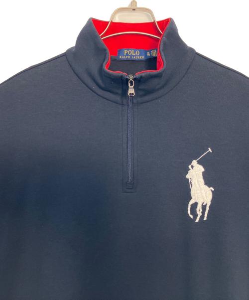 POLO RALPH LAUREN（ポロ・ラルフローレン）POLO RALPH LAUREN (ポロ・ラルフローレン) ハーフジップスウェット ネイビー サイズ:XLの古着・服飾アイテム