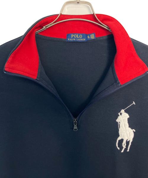 POLO RALPH LAUREN（ポロ・ラルフローレン）POLO RALPH LAUREN (ポロ・ラルフローレン) ハーフジップスウェット ネイビー サイズ:XLの古着・服飾アイテム