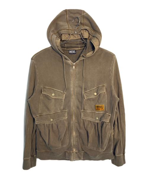 DIESEL（ディーゼル）DIESEL (ディーゼル) DIESEL ジップパーカー ブラウン サイズ:XXLの古着・服飾アイテム