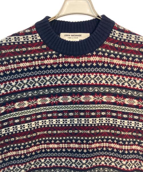 JUNYA WATANABE（ジュンヤワタナベ）junya watanabe (ジュンヤワタナベ) junya watanabe 厚手ニット ネイビー×レッド サイズ:Ｍの古着・服飾アイテム
