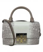 TORY BURCHトリーバーチ）の古着「TORY BURCH lizard mini bag 2WAYバッグ」｜ホワイト×グレー