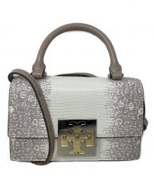 TORY BURCH（トリーバーチ）の古着「TORY BURCH lizard mini bag 2WAYバッグ」｜ホワイト×グレー