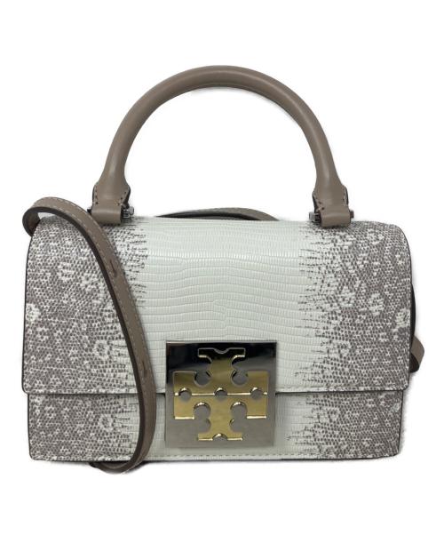 TORY BURCH（トリーバーチ）TORY BURCH (トリーバーチ) TORY BURCH lizard mini bag 2WAYバッグ ホワイト×グレーの古着・服飾アイテム