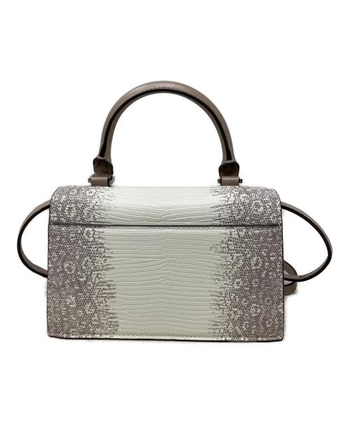 TORY BURCH（トリーバーチ）TORY BURCH (トリーバーチ) TORY BURCH lizard mini bag 2WAYバッグ ホワイト×グレーの古着・服飾アイテム