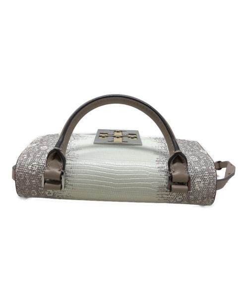 TORY BURCH（トリーバーチ）TORY BURCH (トリーバーチ) TORY BURCH lizard mini bag 2WAYバッグ ホワイト×グレーの古着・服飾アイテム