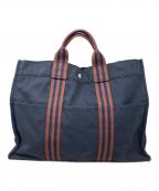 HERMESエルメス）の古着「HERMES フールトゥMM トートバッグ」｜ネイビー×ブラウン