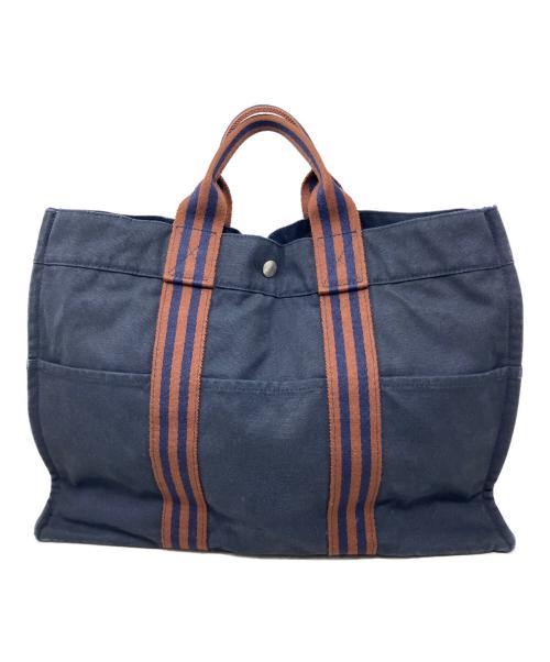 HERMES（エルメス）HERMES (エルメス) HERMES フールトゥMM トートバッグ ネイビー×ブラウンの古着・服飾アイテム