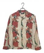 Sun Surfサンサーフ）の古着「Sun Surf TORCH GINGER 長袖シャツ」｜ホワイト×ピンク×グリーン