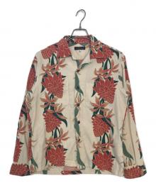 Sun Surf（サンサーフ）の古着「Sun Surf TORCH GINGER 長袖シャツ」｜ホワイト×ピンク×グリーン