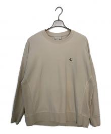Calvin Klein（カルバンクライン）の古着「Calvin Klein プレミアムテリーモノグラムクルーネックスウェット」｜ベージュ