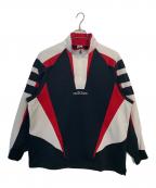 adidasアディダス）の古着「adidas ハーフジップスウェット」｜ブラック×レッド