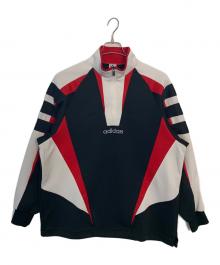 adidas（アディダス）の古着「adidas ハーフジップスウェット」｜ブラック×レッド