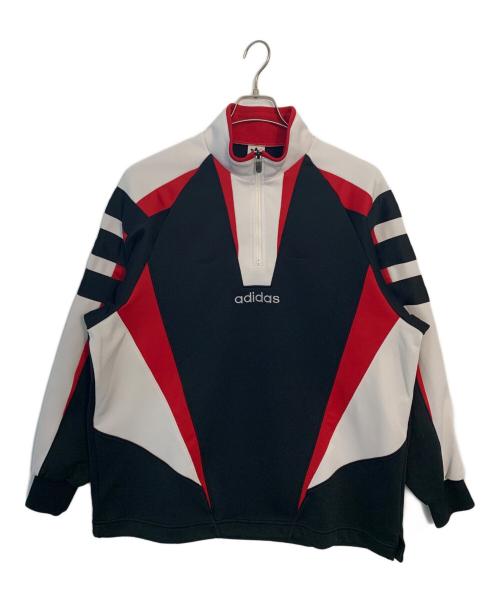 adidas（アディダス）adidas (アディダス) adidas ハーフジップスウェット ブラック×レッド サイズ:MLサイズの古着・服飾アイテム