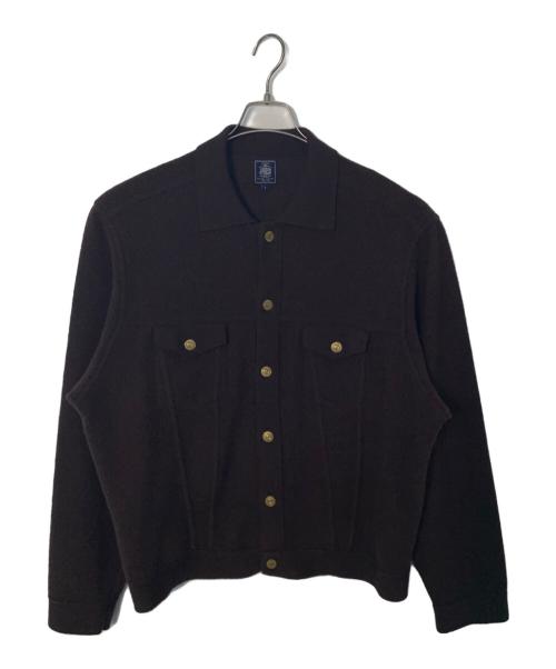 J.PRESS（ジェイプレス）J.PRESS (ジェイプレス) J.PRESS ニットジャケット ブラウン サイズ:Lの古着・服飾アイテム
