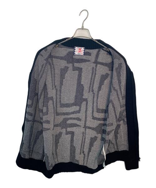 son of the cheese（（サノバチーズ））SON OF THE CHEESE (（サノバチーズ）) SON OF THE CHEESE カーディガン ブラック×ホワイト サイズ:Lの古着・服飾アイテム
