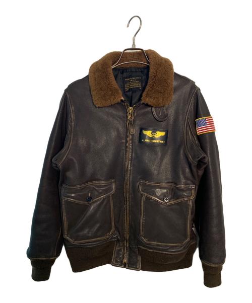 ALPHA（アルファ）ALPHA (アルファ) ALPHA G-1レザーフライトジャケット ブラウン サイズ:38の古着・服飾アイテム