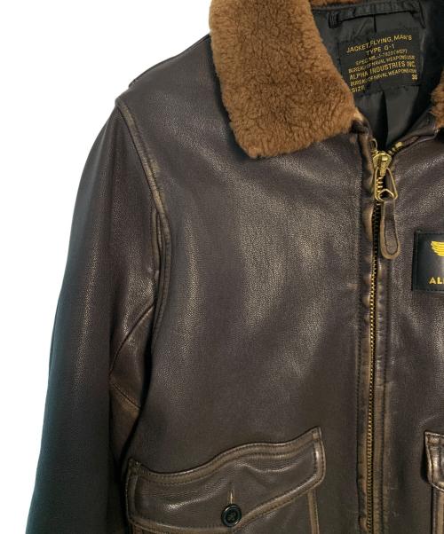 ALPHA（アルファ）ALPHA (アルファ) ALPHA G-1レザーフライトジャケット ブラウン サイズ:38の古着・服飾アイテム