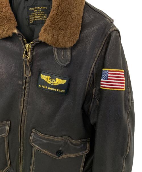 ALPHA（アルファ）ALPHA (アルファ) ALPHA G-1レザーフライトジャケット ブラウン サイズ:38の古着・服飾アイテム