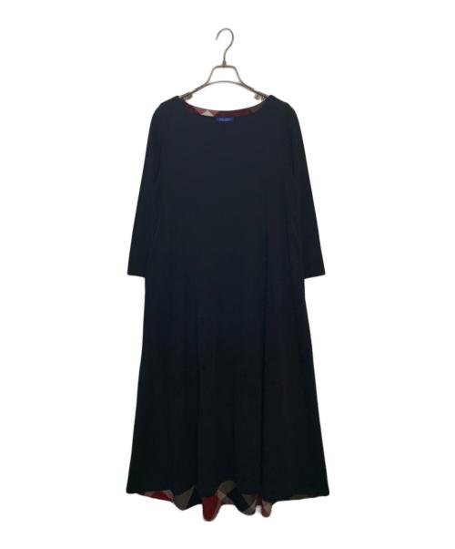 BLUE LABEL CRESTBRIDGE（ブルーレーベルクレストブリッジ）BLUE LABEL CRESTBRIDGE (ブルーレーベルクレストブリッジ) BLUE LABEL CRESTBRIDGE 半袖ワンピース ブラック サイズ:38の古着・服飾アイテム