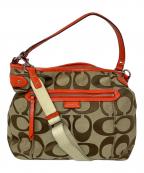 COACHコーチ）の古着「COACH 2WAYバッグ」｜ベージュ×レッド