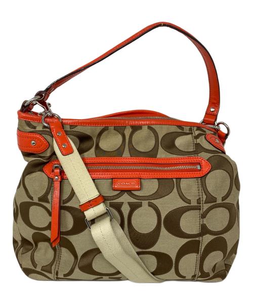 COACH（コーチ）COACH (コーチ) COACH 2WAYバッグ ベージュ×レッドの古着・服飾アイテム