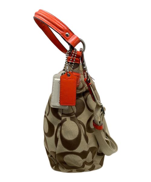 COACH（コーチ）COACH (コーチ) COACH 2WAYバッグ ベージュ×レッドの古着・服飾アイテム
