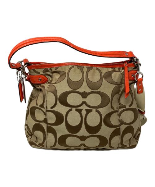 COACH（コーチ）COACH (コーチ) COACH 2WAYバッグ ベージュ×レッドの古着・服飾アイテム