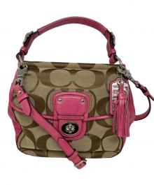 COACH（コーチ）の古着「COACH シグネチャー 2WAYショルダーバッグ」｜ショッキングピンク