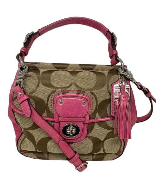 COACH（コーチ）COACH (コーチ) COACH シグネチャー 2WAYショルダーバッグ ショッキングピンクの古着・服飾アイテム
