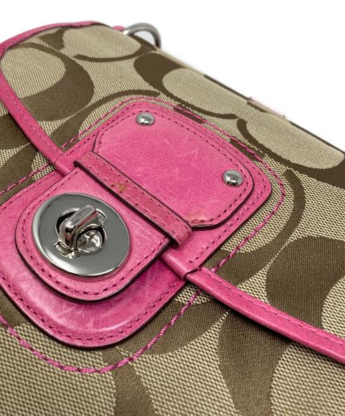 COACH（コーチ）COACH (コーチ) COACH シグネチャー 2WAYショルダーバッグ ショッキングピンクの古着・服飾アイテム