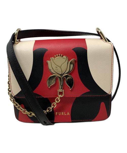 FURLA（フルラ）FURLA (フルラ) FURLA ショルダーバッグ レッド×ベージュの古着・服飾アイテム