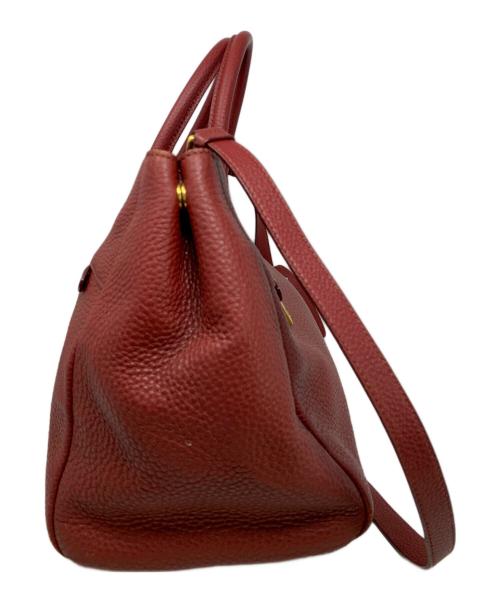 PRADA（プラダ）PRADA (プラダ) PRADA ヴィッテロダイノ 2WAYハンドバッグ ワインレッドの古着・服飾アイテム