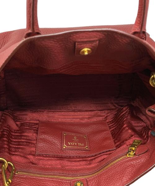 PRADA（プラダ）PRADA (プラダ) PRADA ヴィッテロダイノ 2WAYハンドバッグ ワインレッドの古着・服飾アイテム