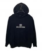 BALENCIAGAバレンシアガ）の古着「BALENCIAGA BB PIXEL HOODIE スウェットプルオーバーパーカー」｜ブラック
