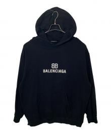 BALENCIAGA（バレンシアガ）の古着「BALENCIAGA BB PIXEL HOODIE スウェットプルオーバーパーカー」｜ブラック