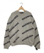BALENCIAGAバレンシアガ）の古着「ロゴ総柄ジャガードオーバーシルエットニット」｜グレー