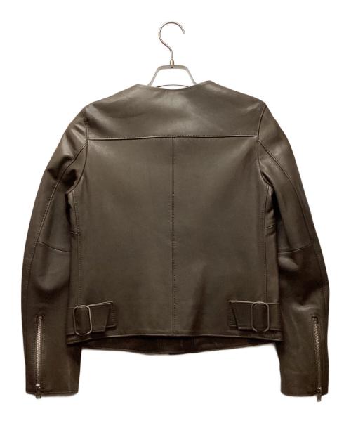 DES PRES（デ プレ）DES PRES (デ プレ) ノーカラーレザージャケット ブラウン サイズ:36の古着・服飾アイテム